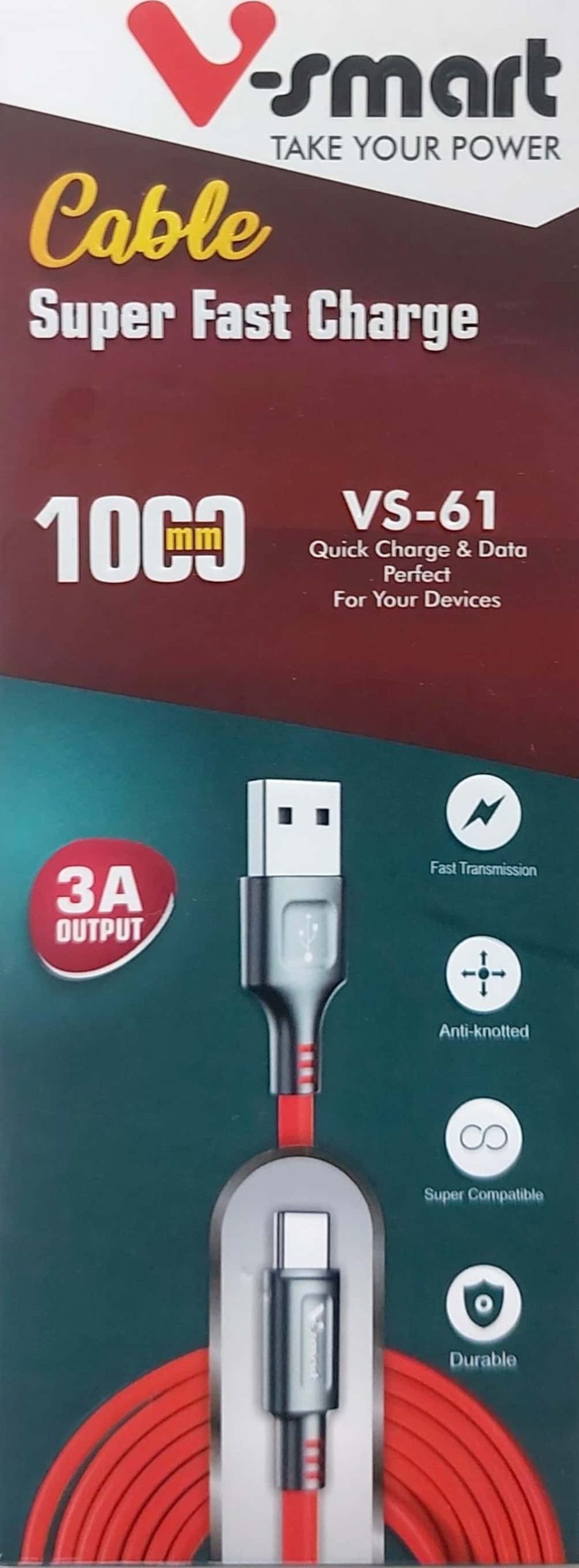 کابل شارژ USB به لایتنینگ V-smart مدل V-61